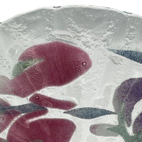 Vtg Sydenstricker Fused Art Glass Iris Floral Ruffled Edge 8" Trinket Bowl Plate - Picture 8 of 11